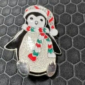 Penguin Brooch White, Black, and Red